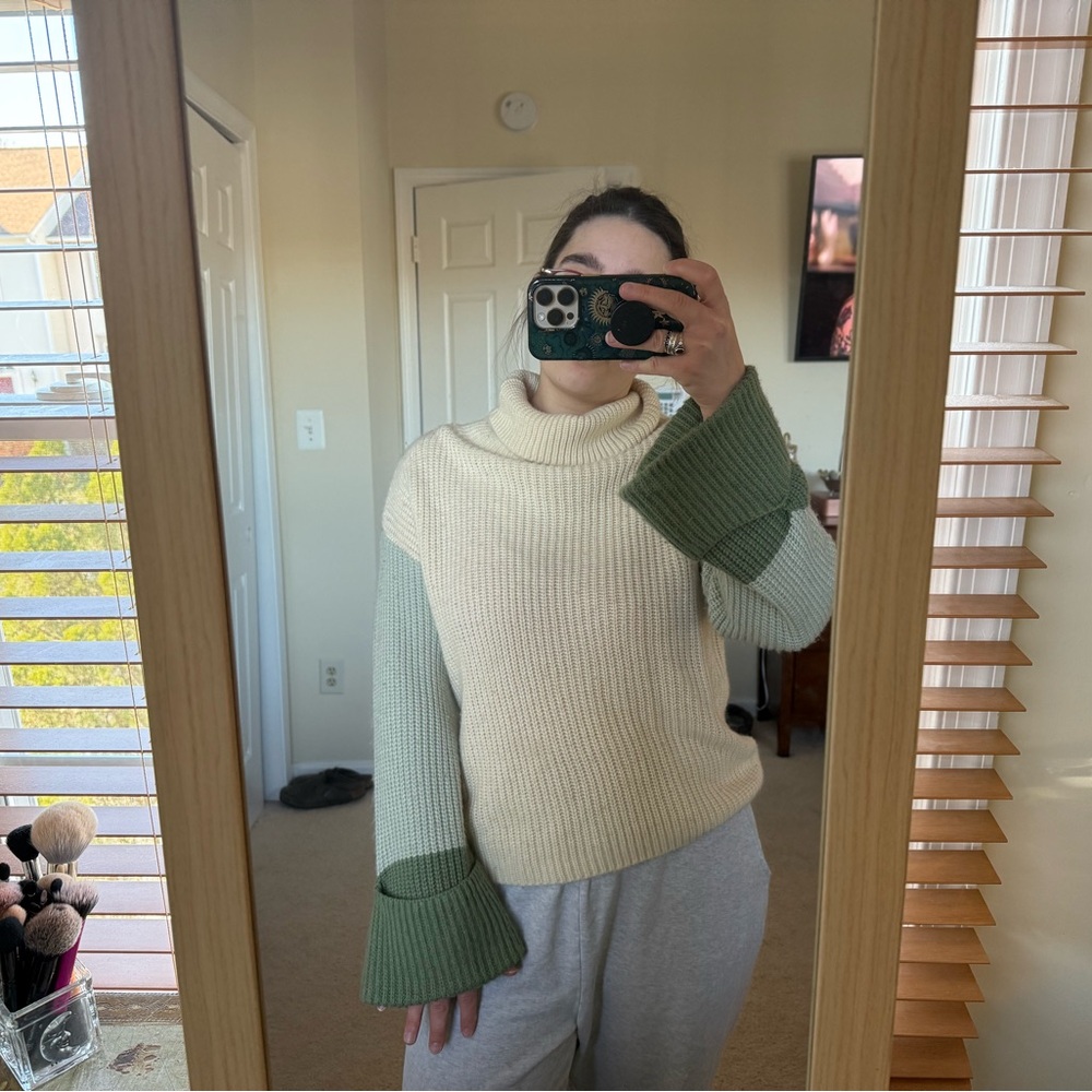 Colorblock Turtleneck Sweater